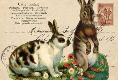 Kolaż wielkanocny z królikami