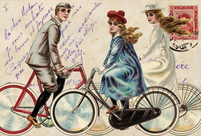 Kolaż z cyklistami