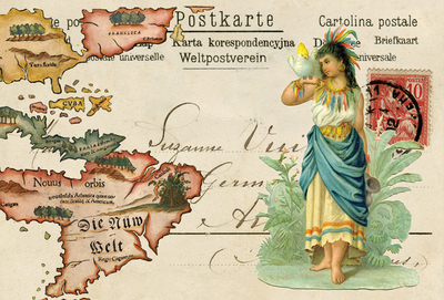 Kolaż z antyczną mapą