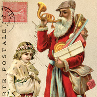 Kolaż z Mikołajem z trąbką