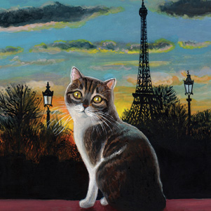 Isy Ochoa - Coucher de soleil sur la Tour Eiffel avec chat