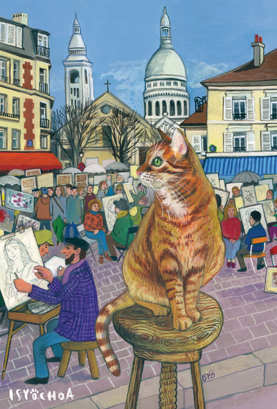 Isy Ochoa - Le chat Ikki sur la place du Tertre à Paris