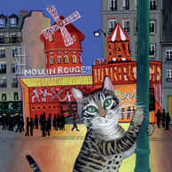 Isy Ochoa - Loustic devant le Moulin Rouge à Paris
