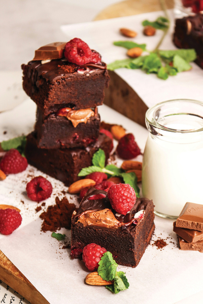 Brownie z malinami