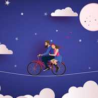 Para na rowerze nocą