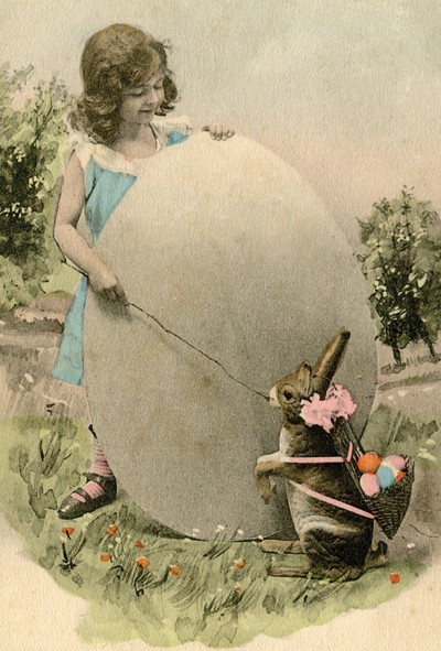 Dziewczynka z jajkiem i zajączkiem