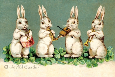 Radosnej wielkanocy - muzykujące króliczki