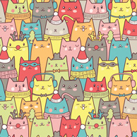 Świąteczne kolorowe koty