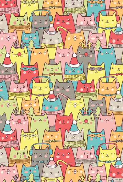 Świąteczne kolorowe koty