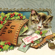 Świąteczny kotek pocztowy