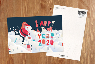 Szczęśliwego Nowego Roku 2020 - Mikołaj na nartach