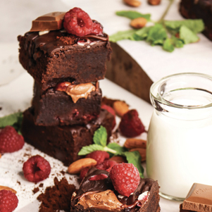 Brownie z malinami