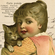 Kolaż z dziewczynką z kotkiem